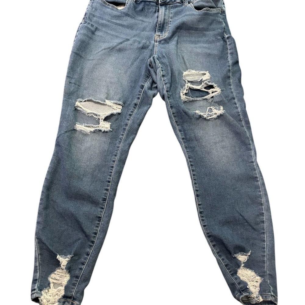 Maurices Blue Boyfriend Jeans Distressed Vintage Look